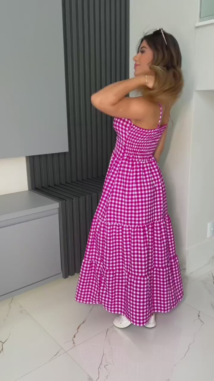 Vestido Bojo Midi Feminino - Fúcsia