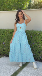 Vestido Bojo Midi Feminino - Azul Claro