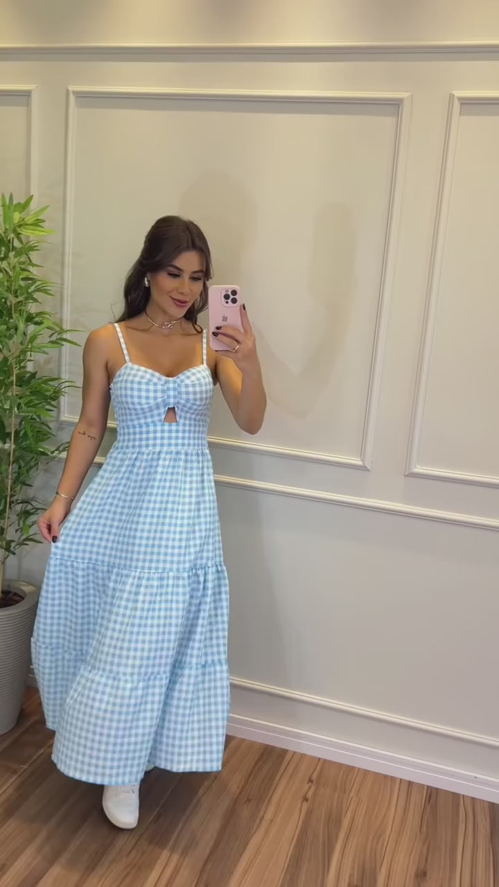 Vestido Bojo Midi Feminino - Azul Claro