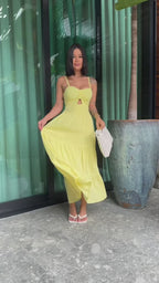 Vestido Bojo Midi Feminino - Amarelo
