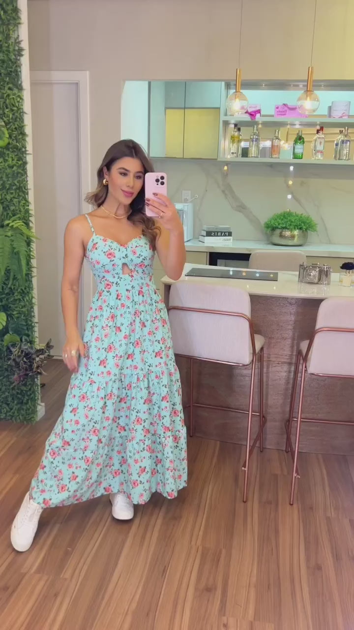 Vestido Bojo Midi - Verde Floral