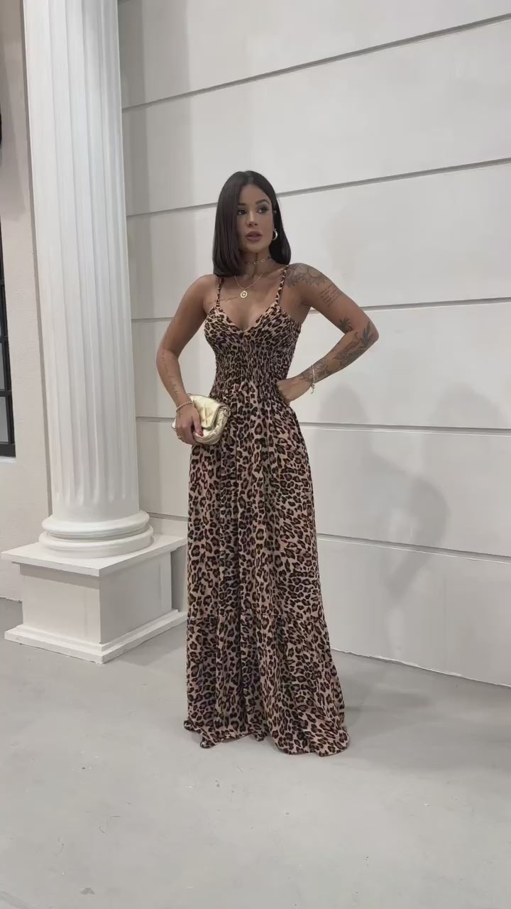Vestido Decote V Feminino - Onça Menor