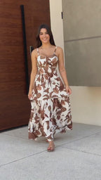 Vestido Bojo Midi Feminino - Marrom