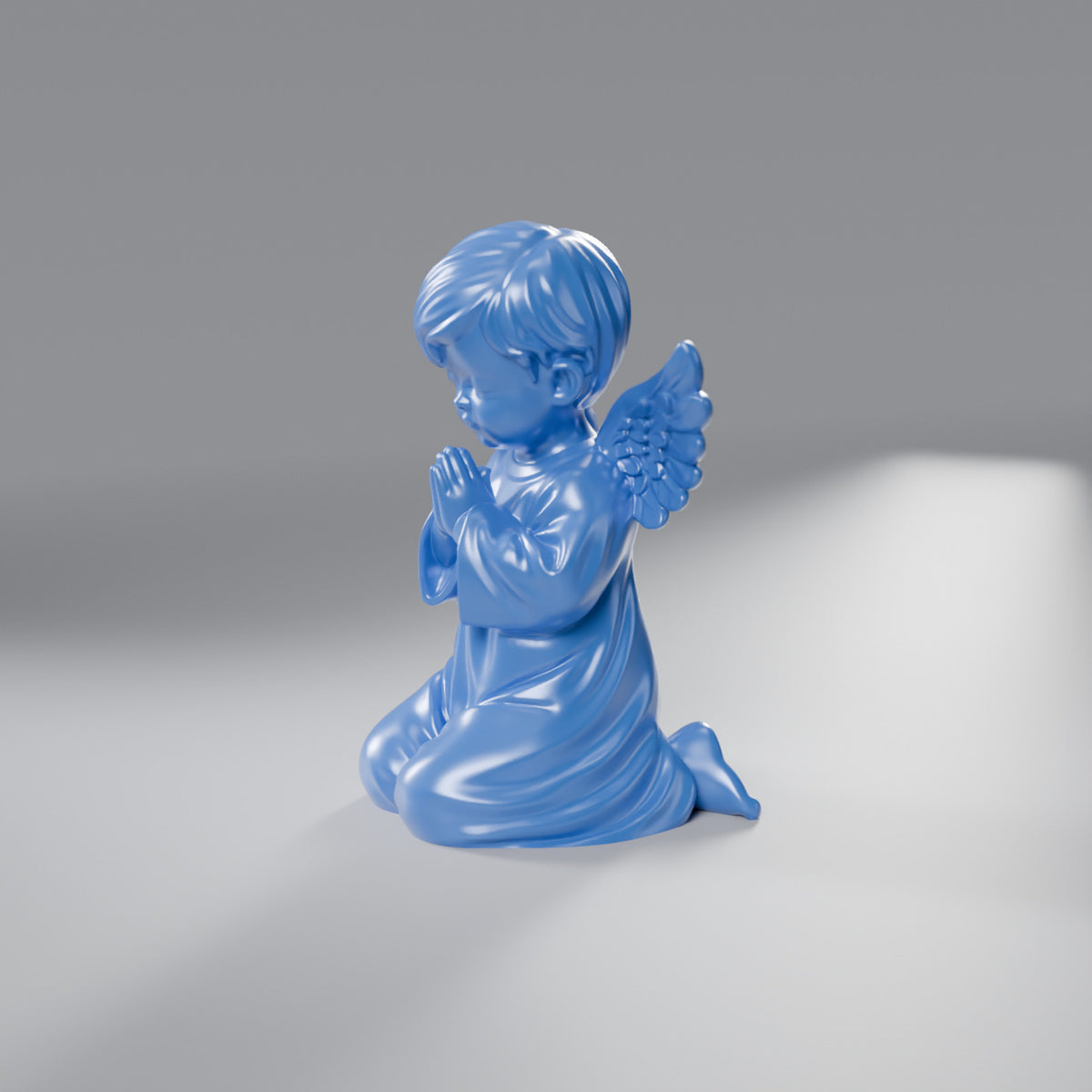 Anjinho em Oração 6 cm, Azul Perolado
