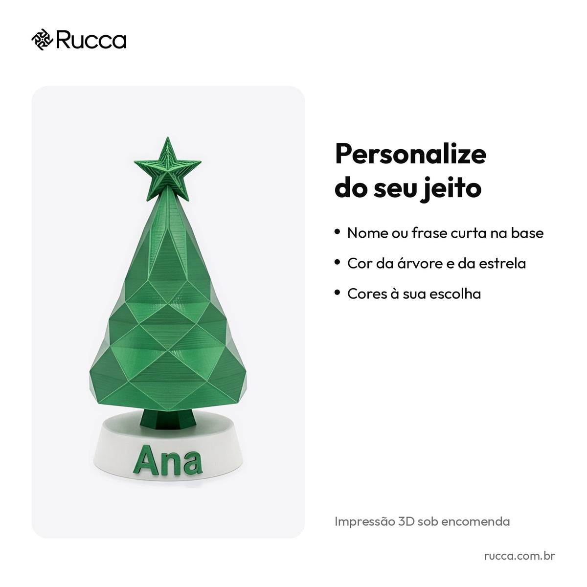 Árvore de Natal de Mesa Geométrica (Espiral Low-Poly) — Rucca 3D