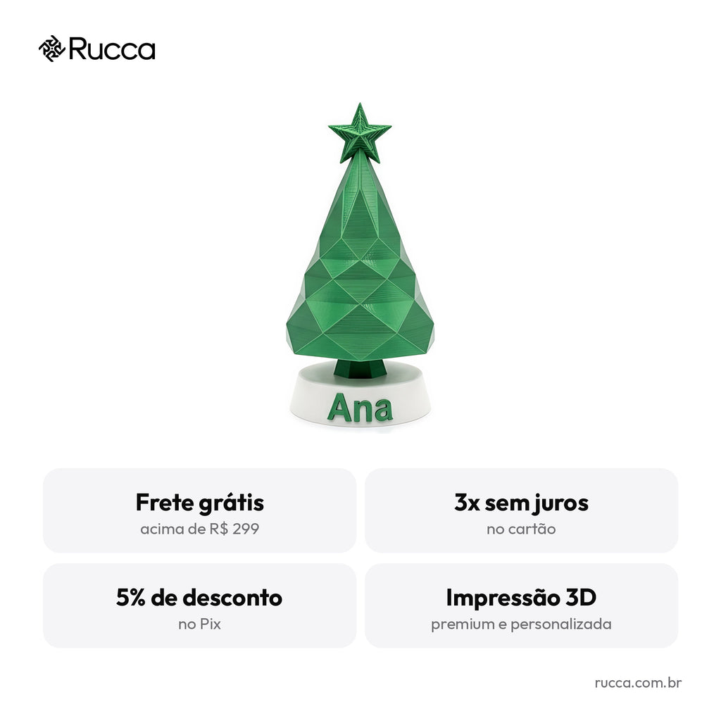 Árvore de Natal de Mesa Geométrica (Espiral Low-Poly) — Rucca 3D