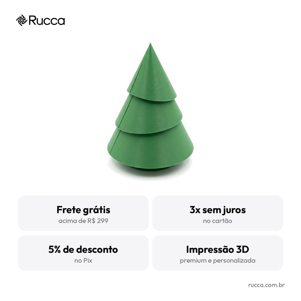 Árvore de Natal Decorativa de Mesa 16 cm — Rucca 3D