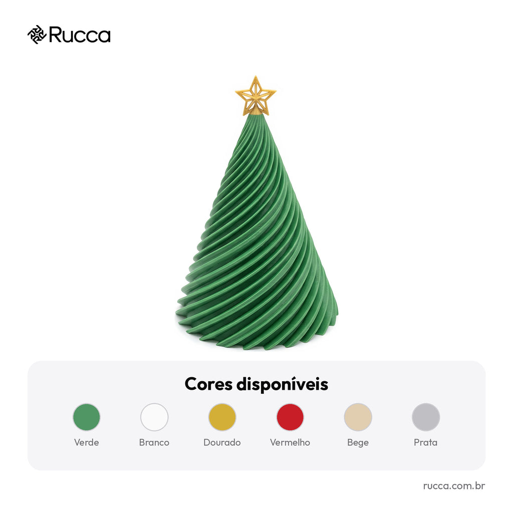 Árvore de Natal Espiral Minimalista com Estrela — Rucca 3D