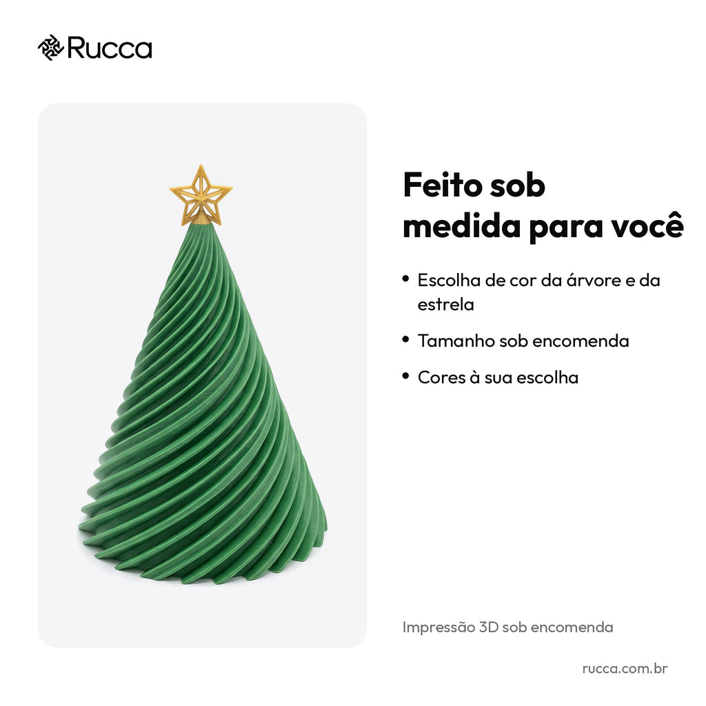 Árvore de Natal Espiral Minimalista com Estrela — Rucca 3D