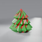 Árvore de Natal Geométrica em Espiral com Núcleo Deslizante, Verde Grama com núcleo Vermelho Coração