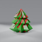 Árvore de Natal Geométrica em Espiral com Núcleo Deslizante, vista frontal