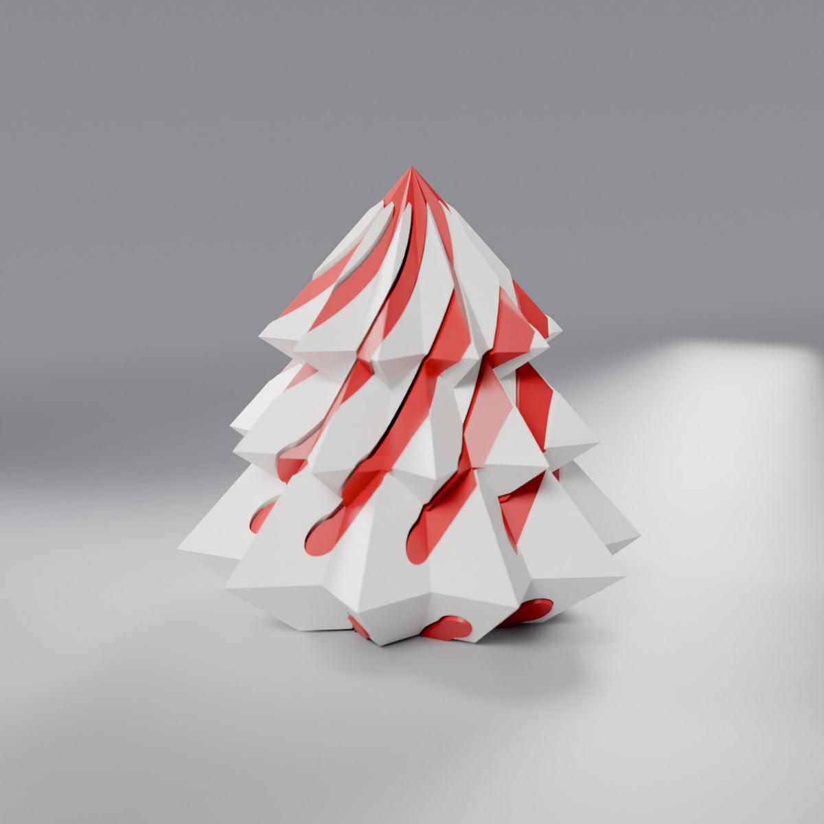 Árvore de Natal Geométrica em Espiral com Núcleo Deslizante, Branco com núcleo Vermelho Coração