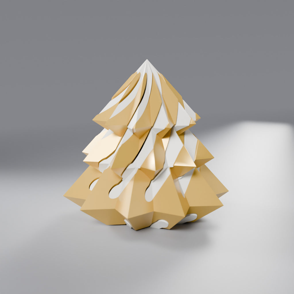 Árvore de Natal Geométrica em Espiral com Núcleo Deslizante, Dourado com núcleo Branco
