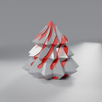 Árvore de Natal Geométrica em Espiral com Núcleo Deslizante, Prata com núcleo Vermelho Coração