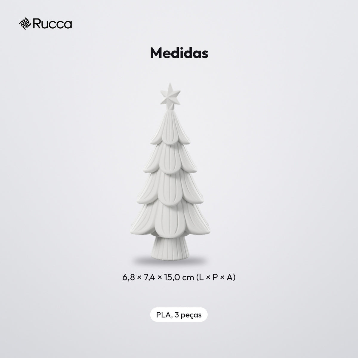 Árvore de Natal Japandi com Tronco e Estrela 15 cm: medidas