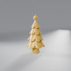 Árvore de Natal Japandi com Tronco e Estrela 15 cm, Dourado