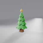 Árvore de Natal Japandi com Tronco e Estrela 15 cm, Verde Grama com tronco Marrom e estrela Dourada