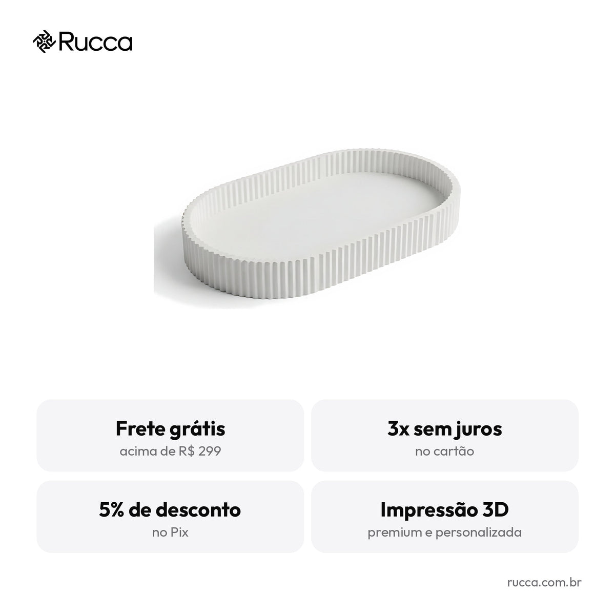 Bandeja Decorativa Canelada — Rucca 3D