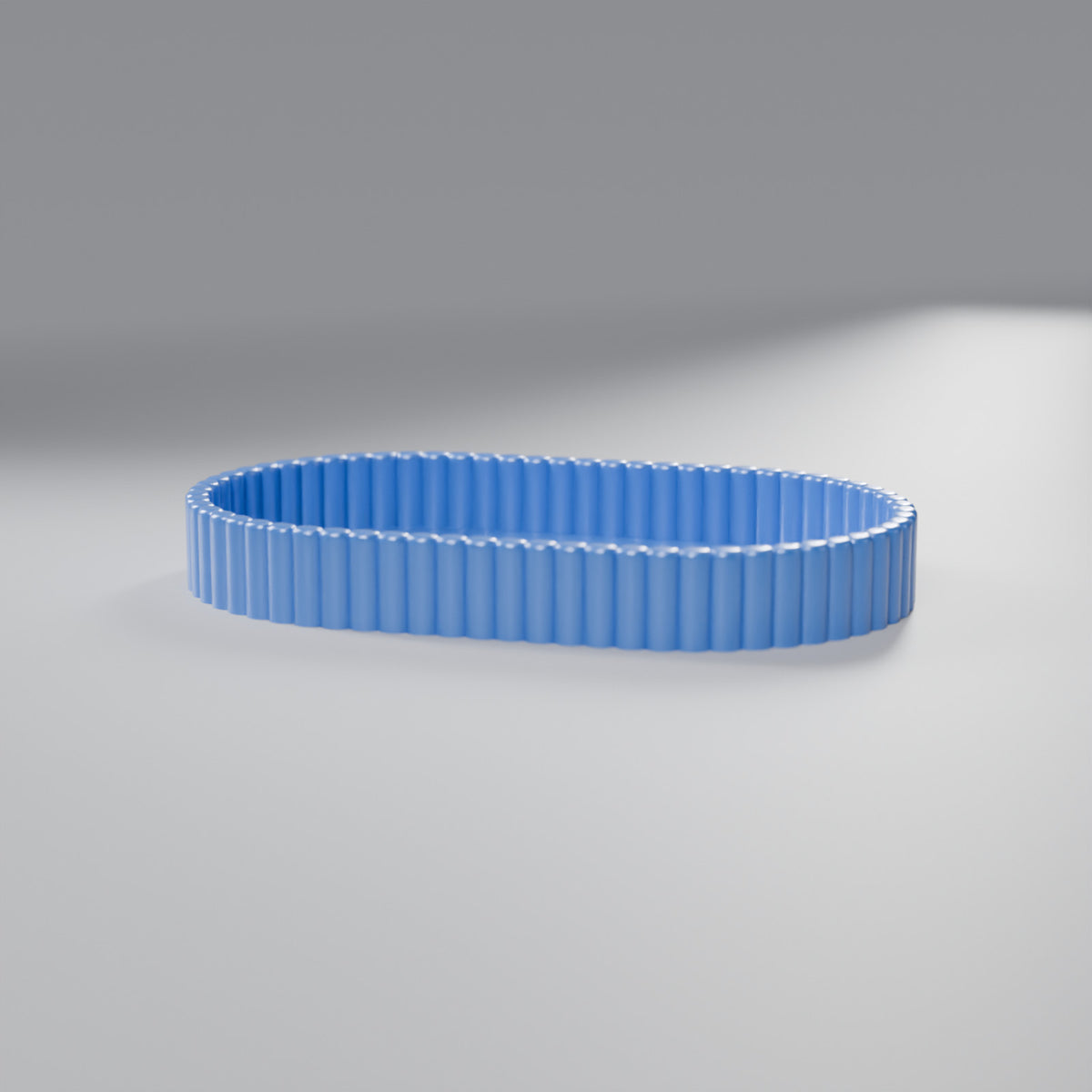 Bandeja Decorativa Oval Canelada, Azul Perolado