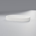 Bandeja Decorativa Oval Canelada, Branco