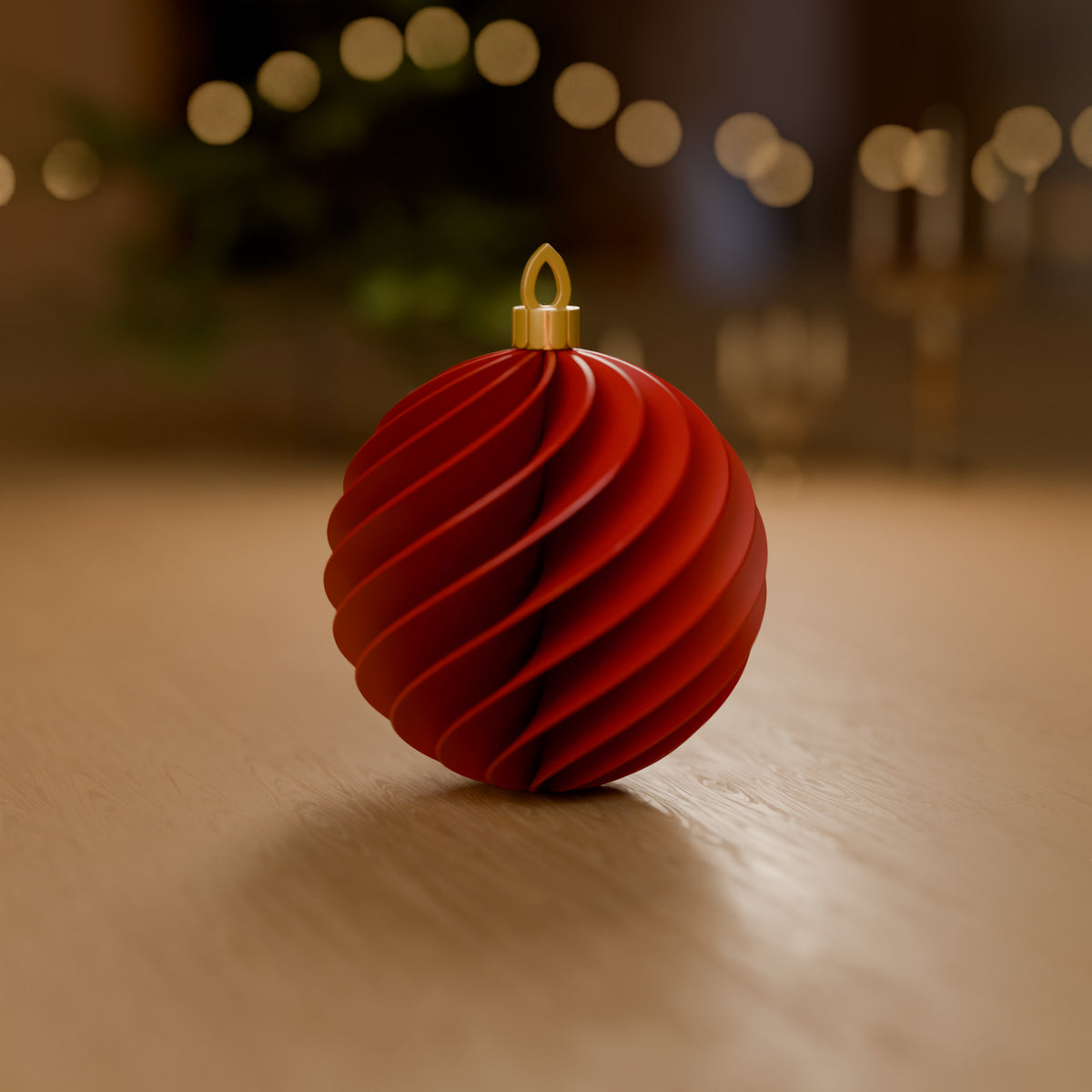 Bola de Natal Espiral 8 cm decorando o ambiente