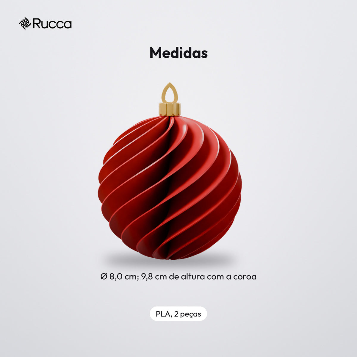 Bola de Natal Espiral 8 cm: medidas