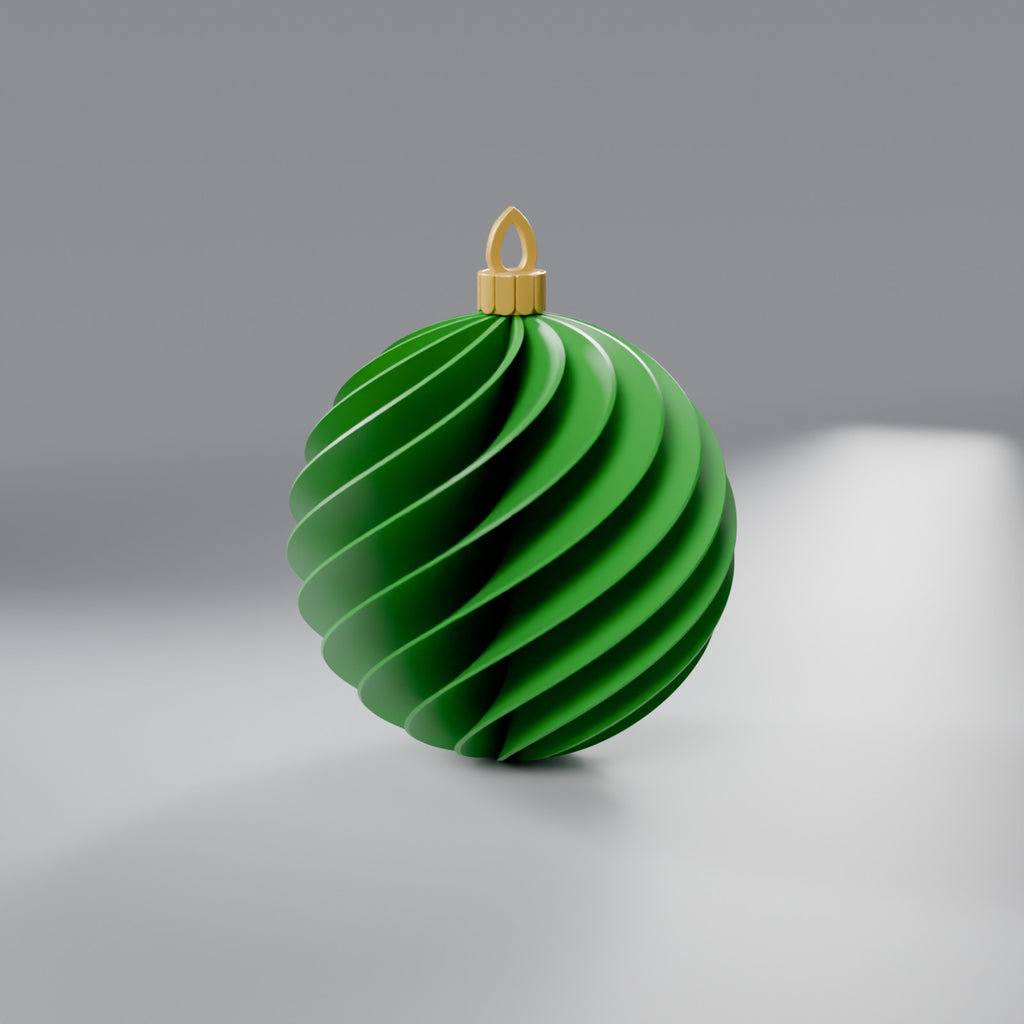 Bola de Natal Espiral 8 cm, Verde Grama com coroa Dourada