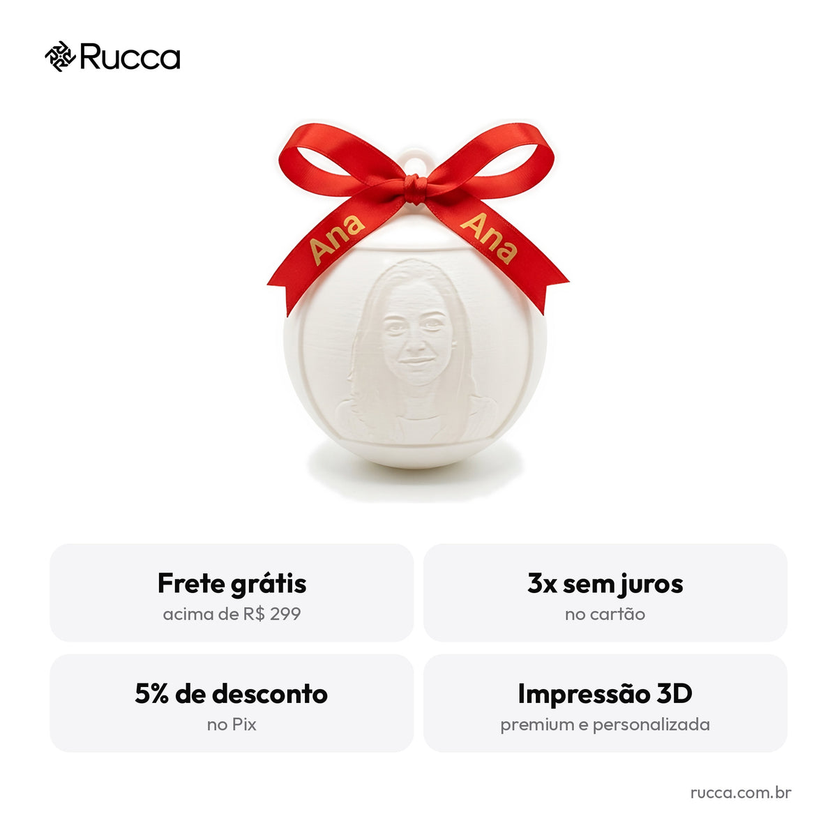 Bola de Natal Litofania com Foto — Rucca 3D