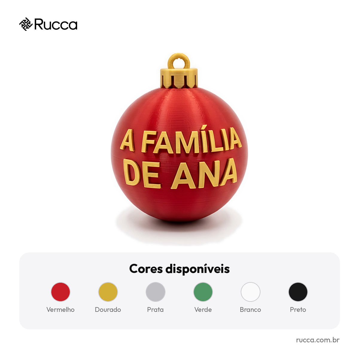Bola de Natal Personalizada com Nome da Família — Rucca 3D