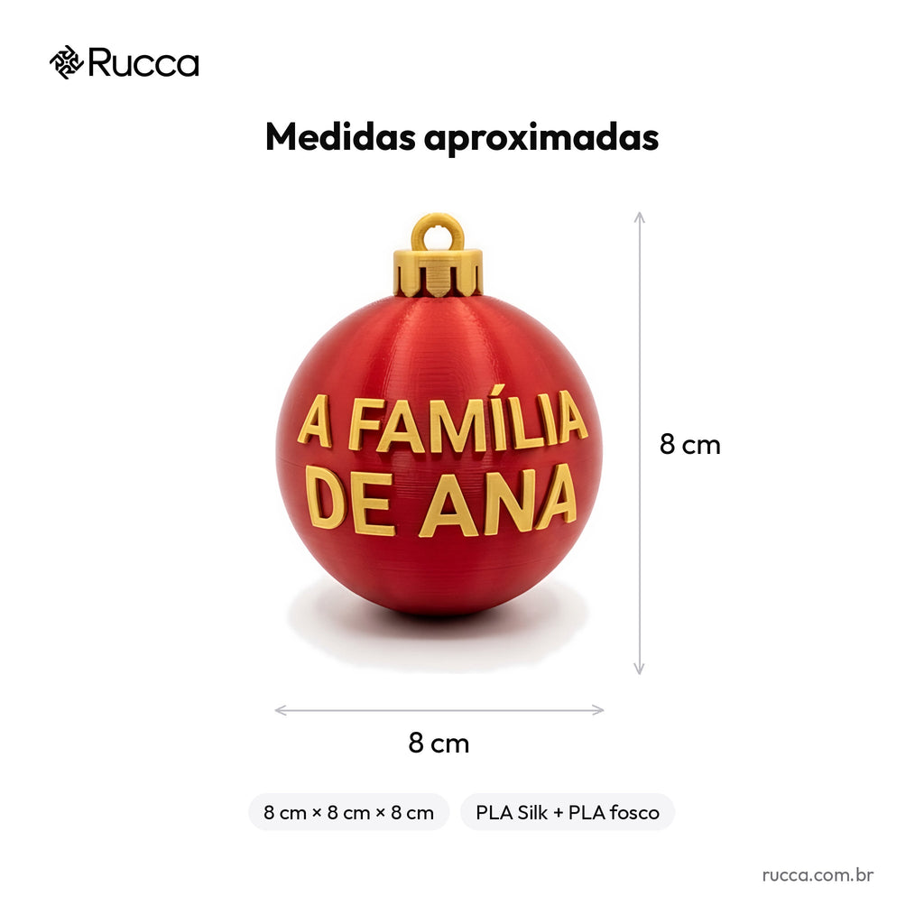 Bola de Natal Personalizada com Nome da Família — Rucca 3D