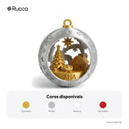 Bola de Natal Vazada com Cena Natalina — Rucca 3D
