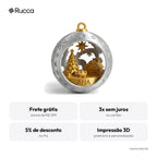Bola de Natal Vazada com Cena Natalina — Rucca 3D