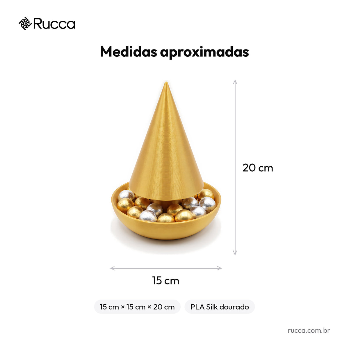 Bomboniere Árvore de Natal Dourada – Rucca 3D