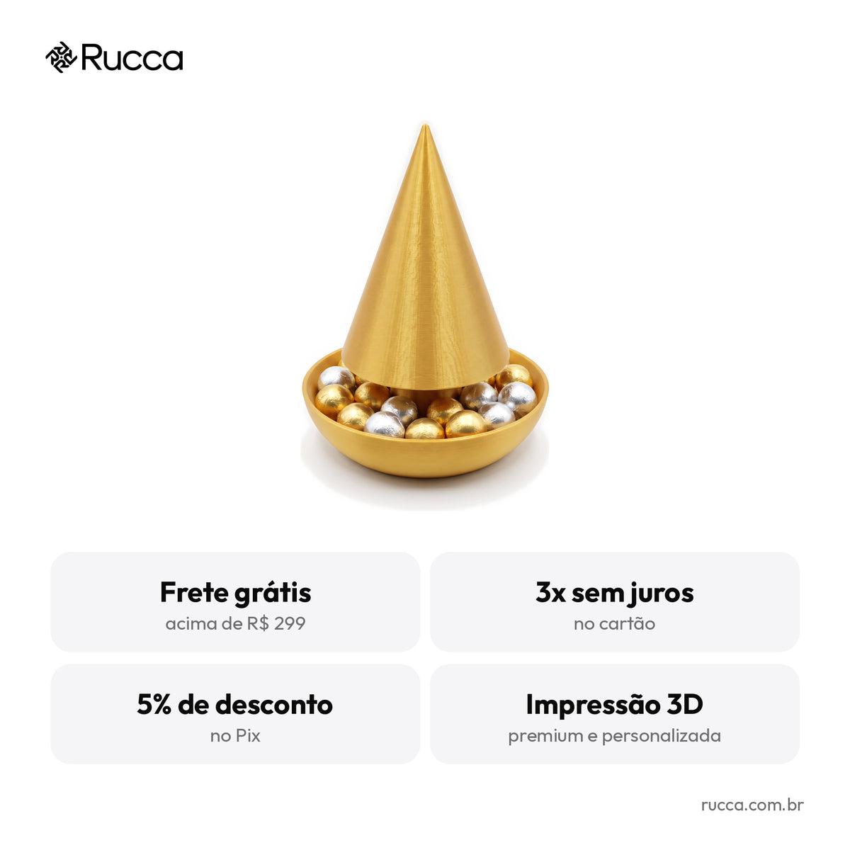Bomboniere Árvore de Natal Dourada – Rucca 3D