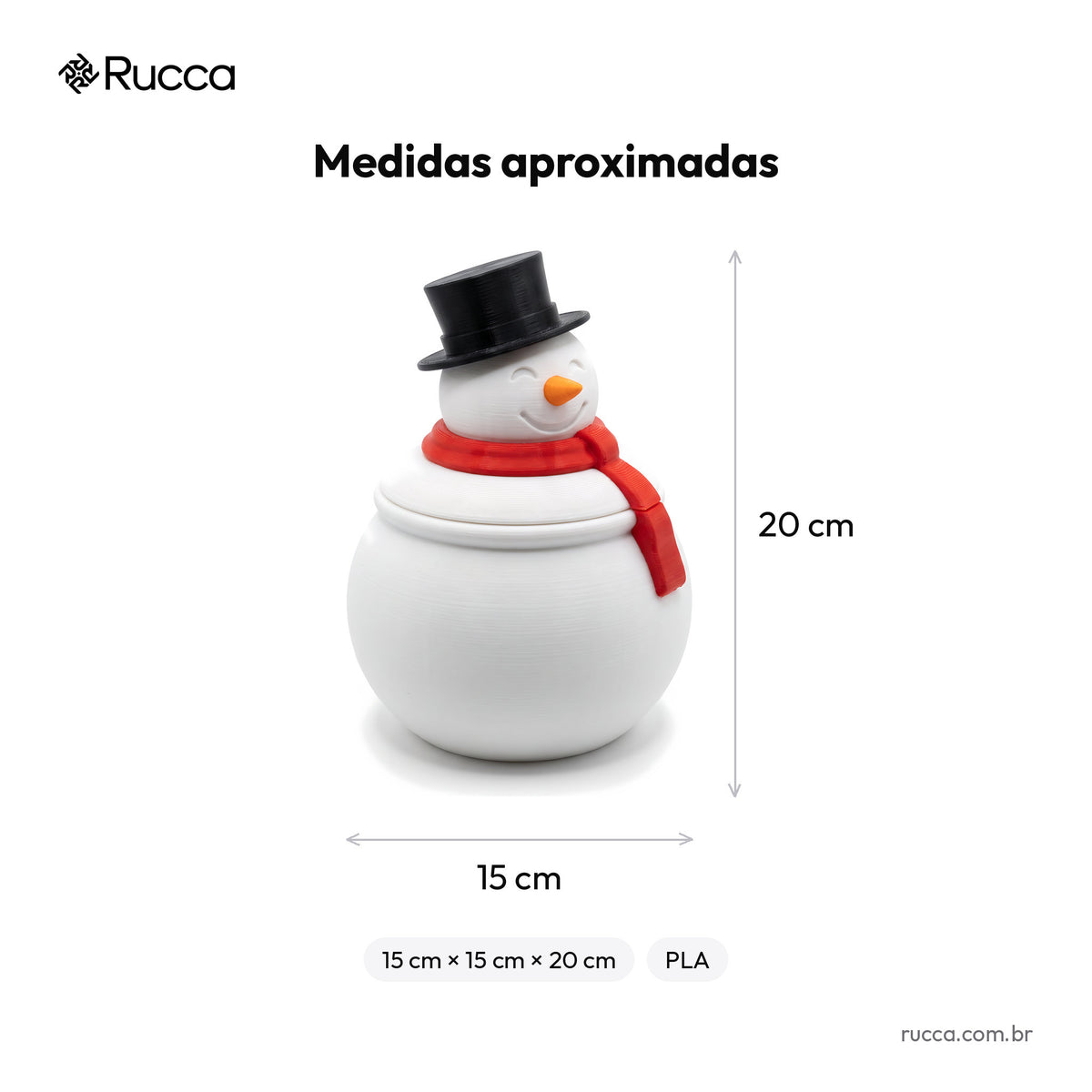 Bomboniere Boneco de Neve com Tampa – Rucca 3D