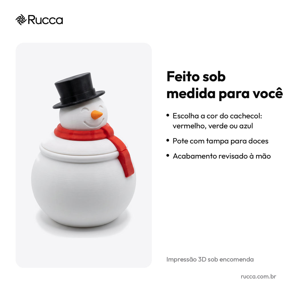 Bomboniere Boneco de Neve com Tampa – Rucca 3D