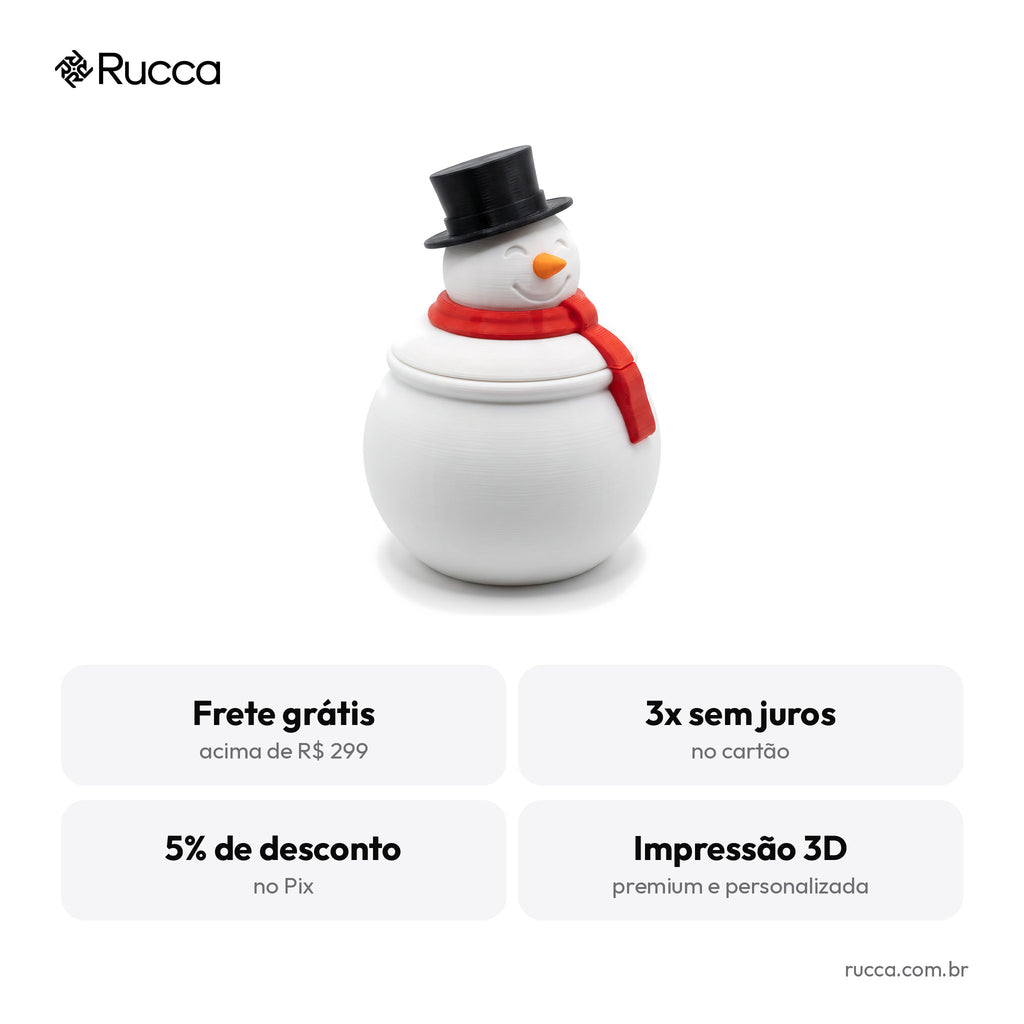 Bomboniere Boneco de Neve com Tampa – Rucca 3D
