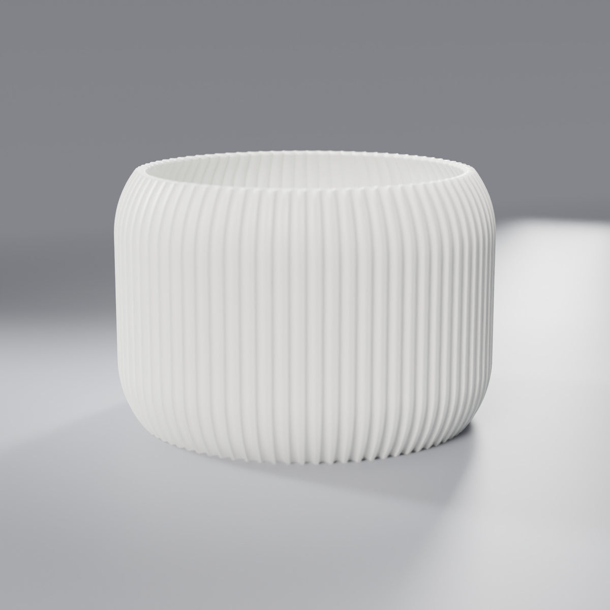 Cachepô Canelado com Pratinho Coletor 15 cm, Branco