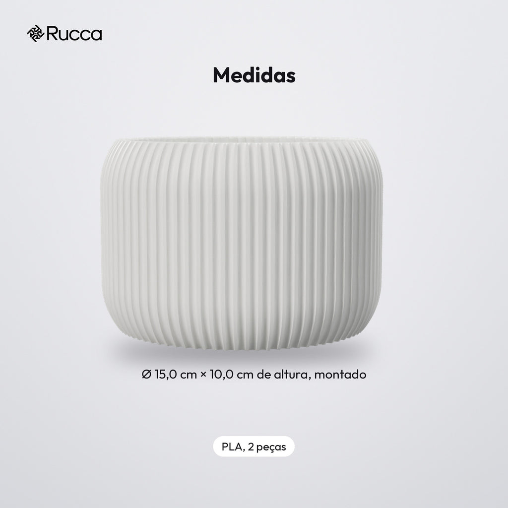 Cachepô Canelado com Pratinho Coletor 15 cm: medidas