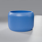 Cachepô Canelado com Pratinho Coletor 15 cm, Azul Perolado