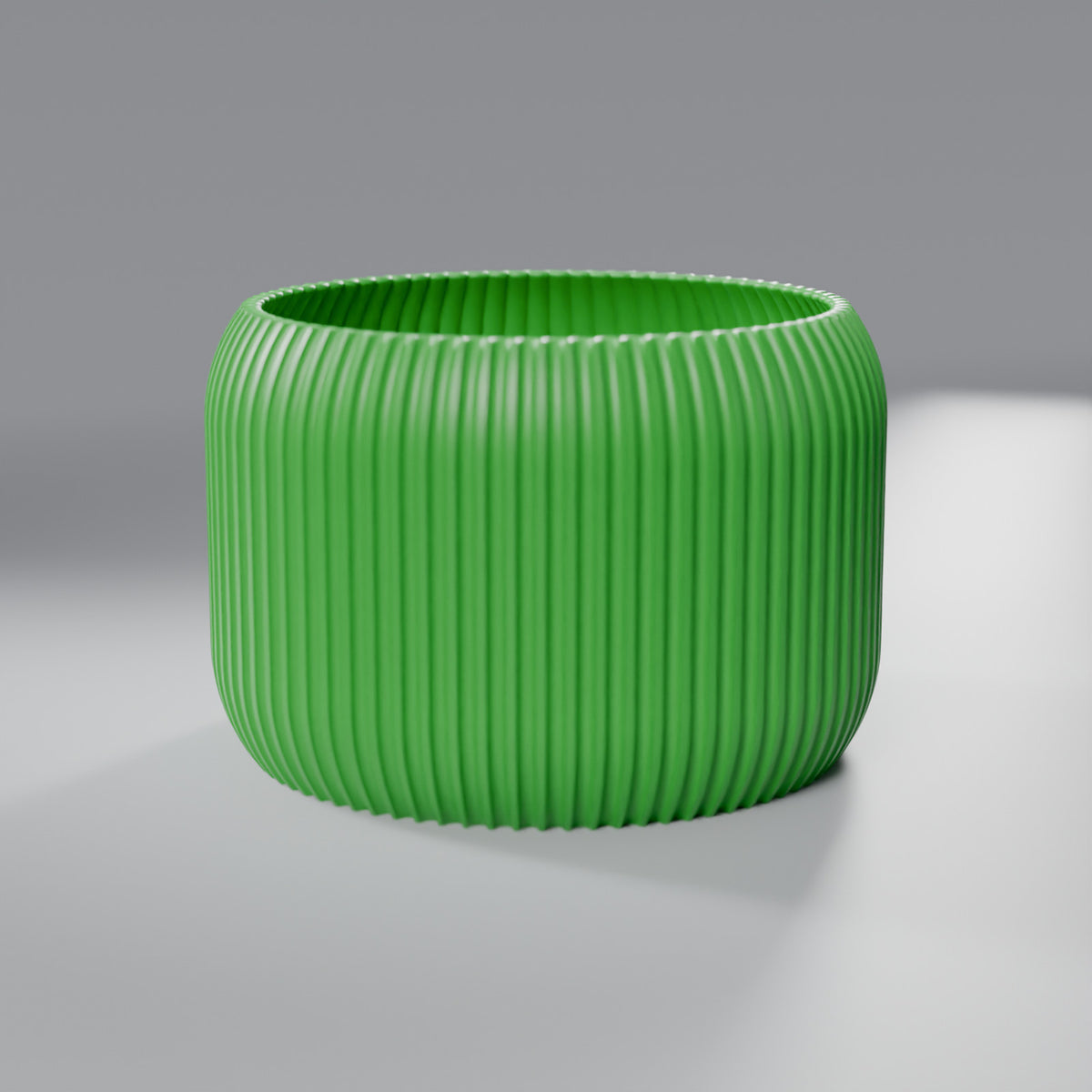 Cachepô Canelado com Pratinho Coletor 15 cm, Verde Grama