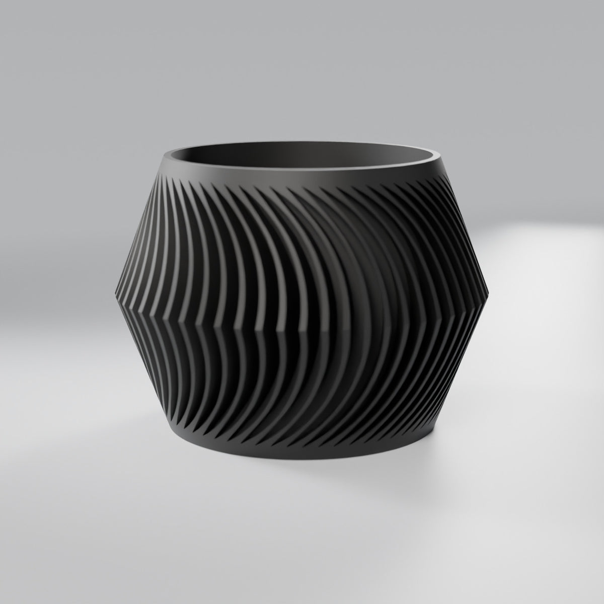 Cachepô Ondulado Torcido 14,5 cm, Preto