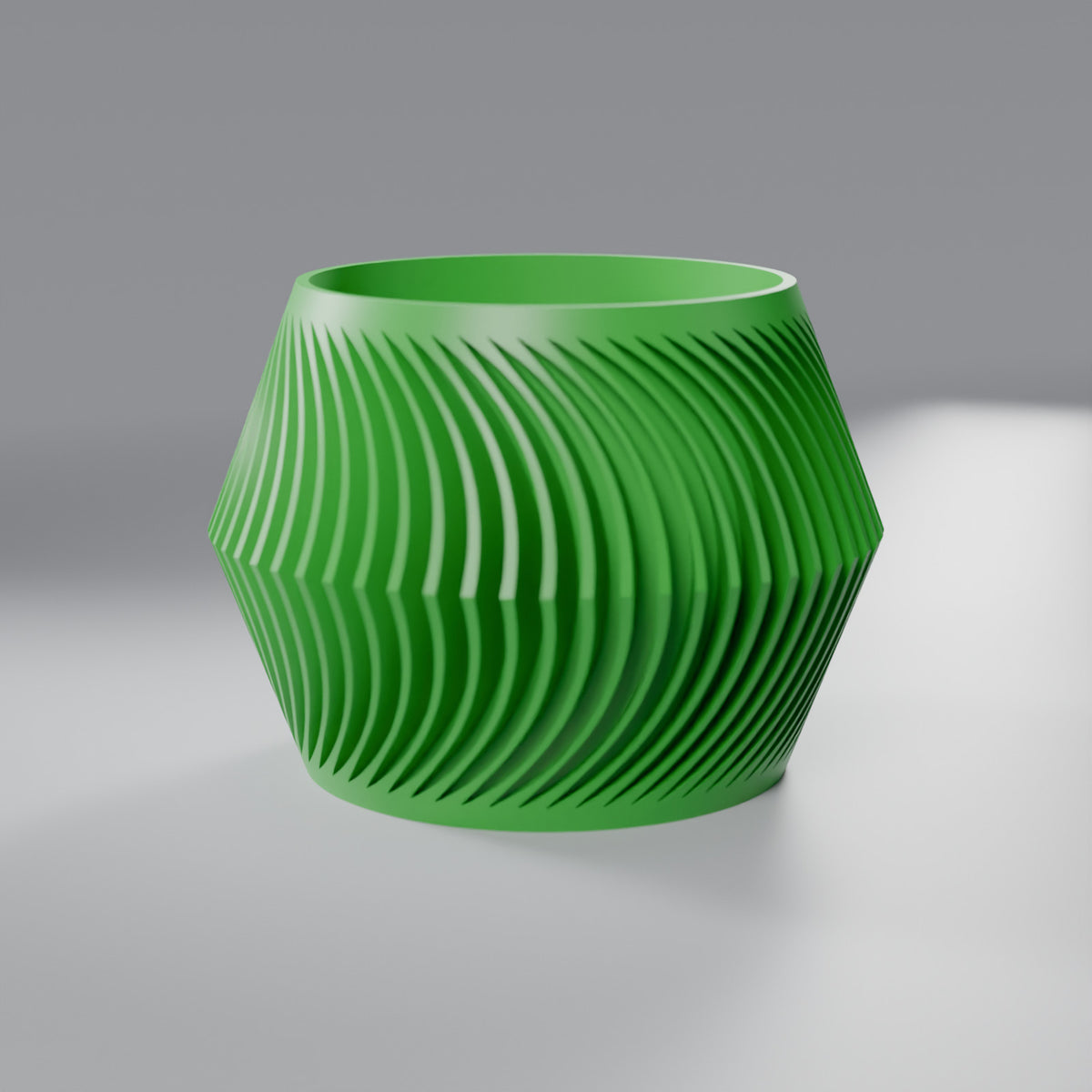 Cachepô Ondulado Torcido 14,5 cm, Verde Grama