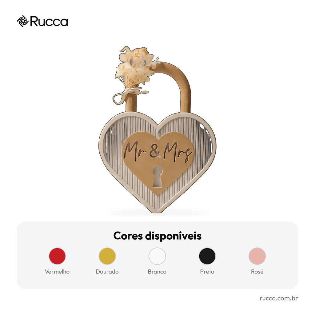 Cadeado do Amor Mr & Mrs Personalizado — Rucca 3D