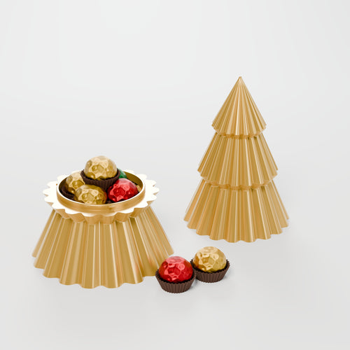 Caixa Árvore de Natal com Tampa 16 cm, Dourado