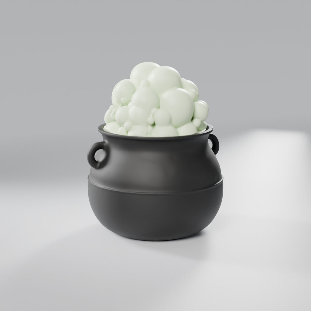 Caldeirão da Bruxa com Bolhas, Preto com bolhas Luminoso Verde