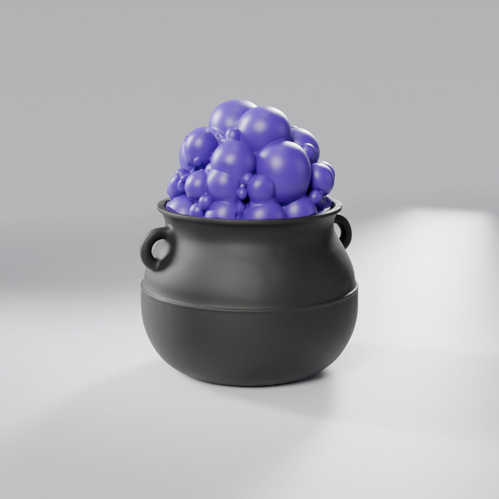 Caldeirão da Bruxa com Bolhas, Preto com bolhas Violeta Real