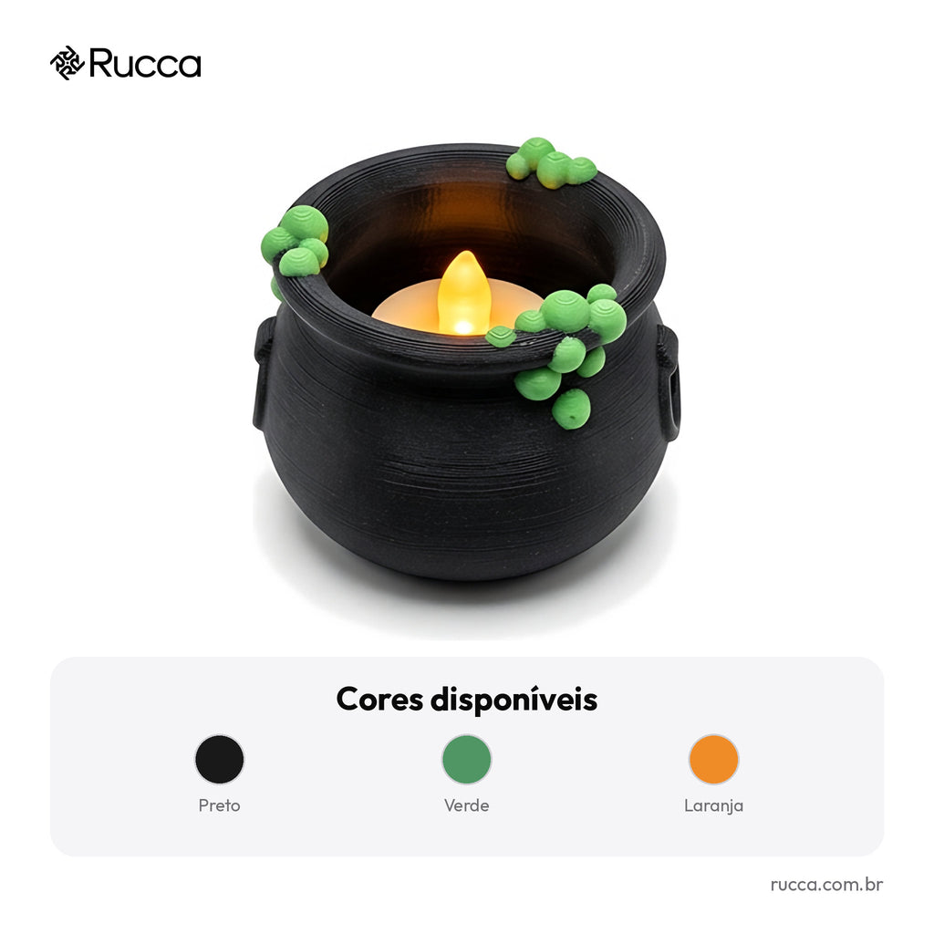 Caldeirão da Bruxa com Vela LED — Rucca 3D