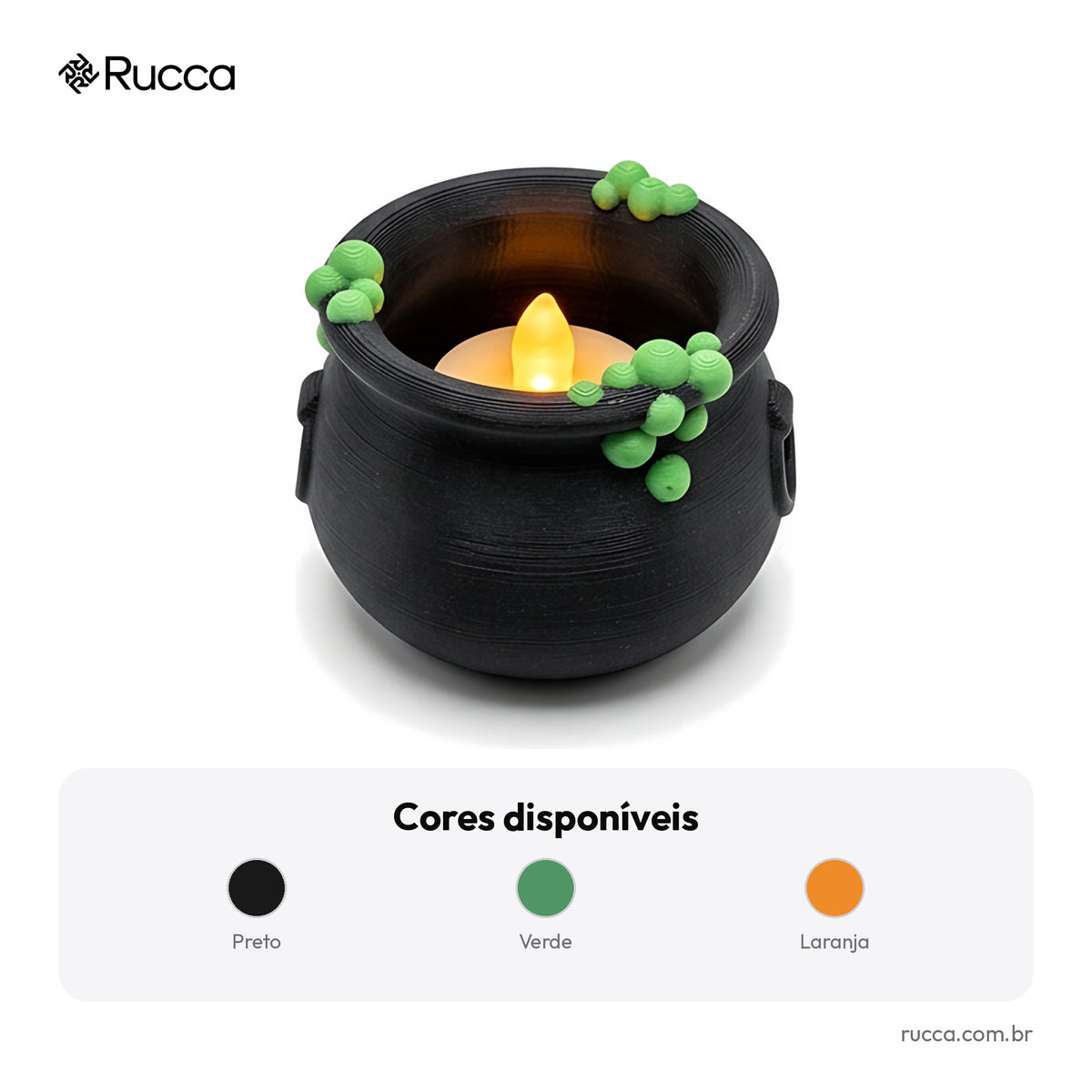 Caldeirão da Bruxa com Vela LED — Rucca 3D