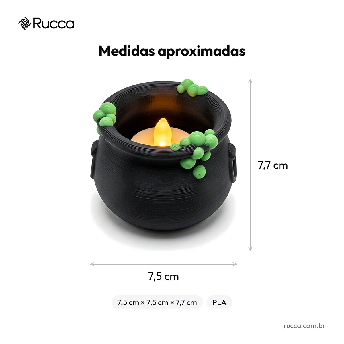 Caldeirão da Bruxa com Vela LED — Rucca 3D